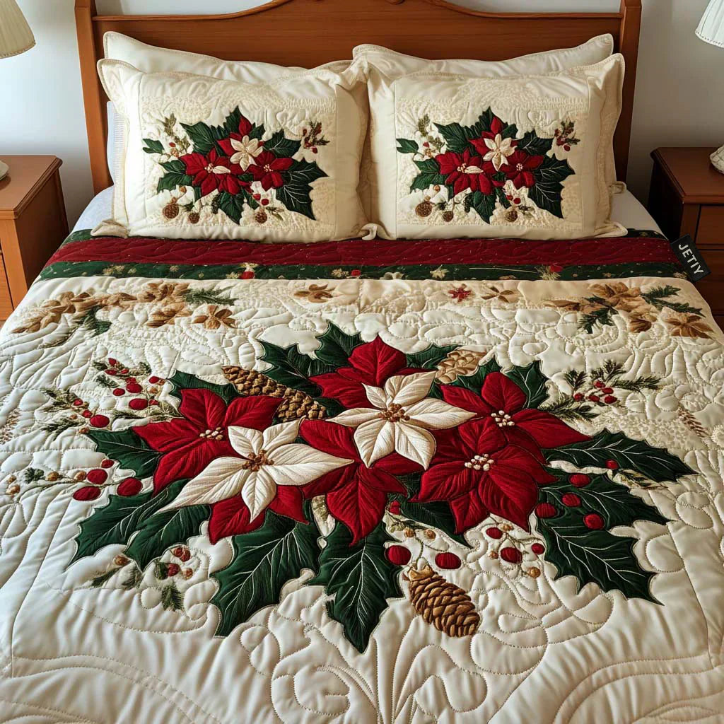 3-dílná polstrovaná ložní souprava - Poinsettie Magic