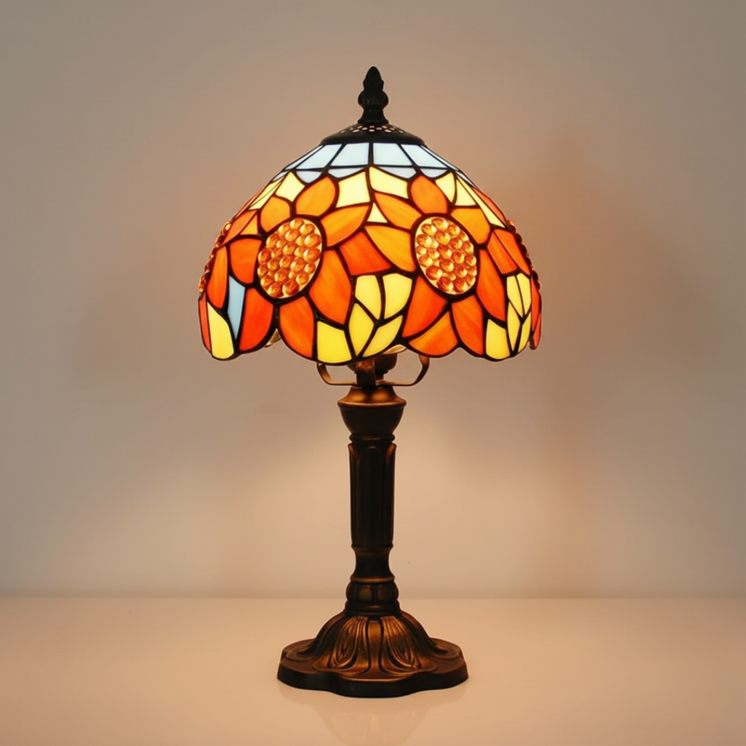 SOLELIA | VINTAGE GLASS LAMP WITH SUNFLOWER