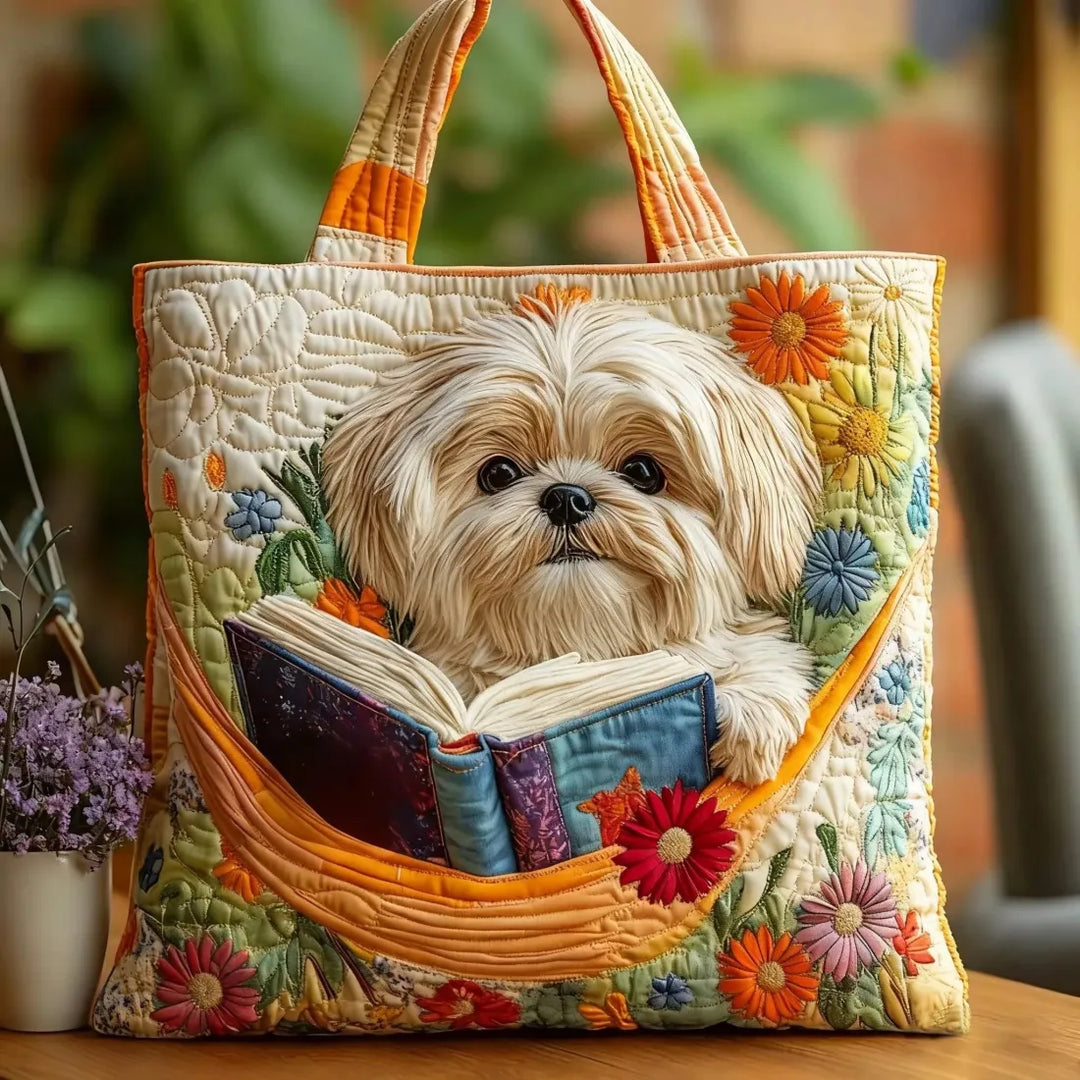 Shih Tzu Kabelka s Knihami a Květinami