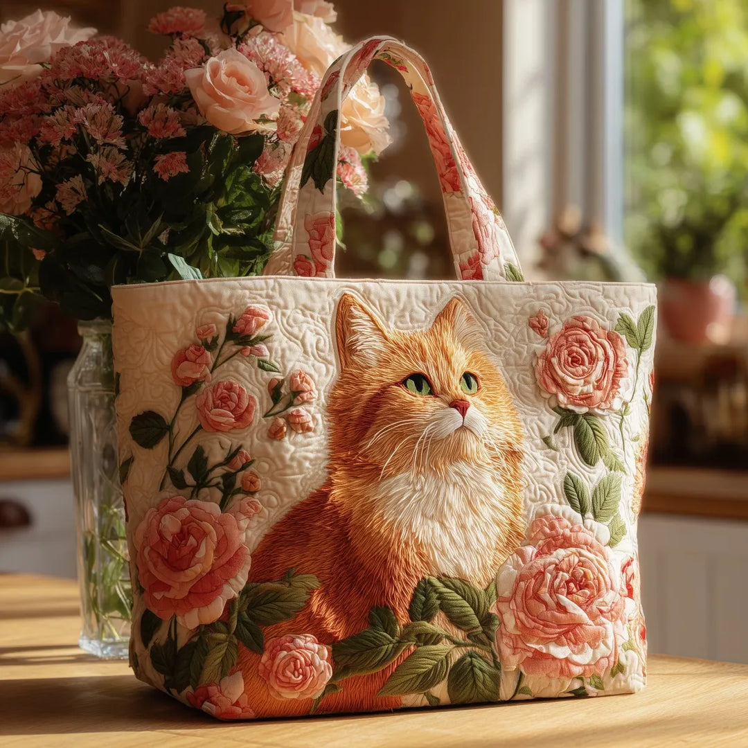 Artisanal Bag - Ginger Cat with Roses