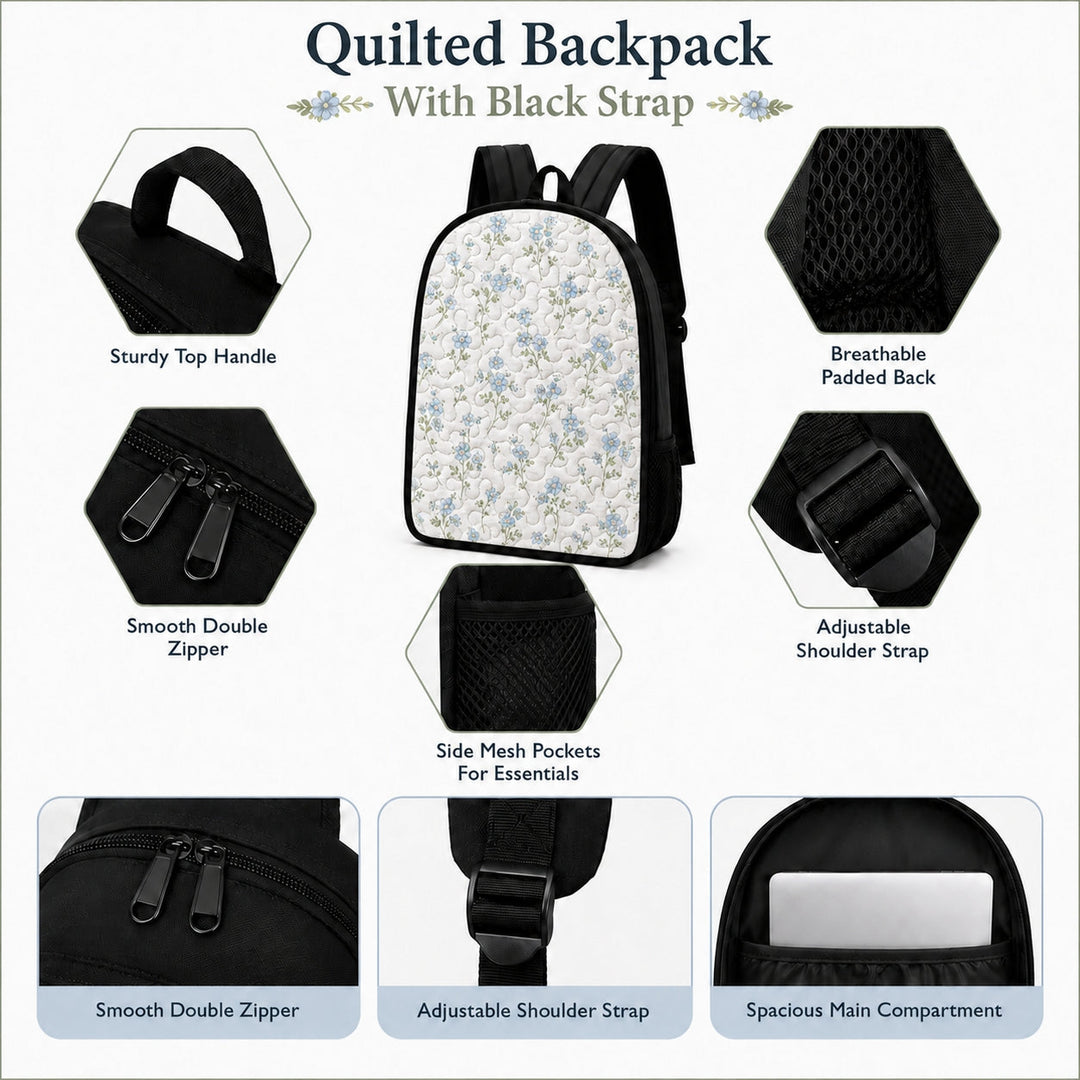 Hippie Peace Sign Quilted Backpack With Black Strap QV06