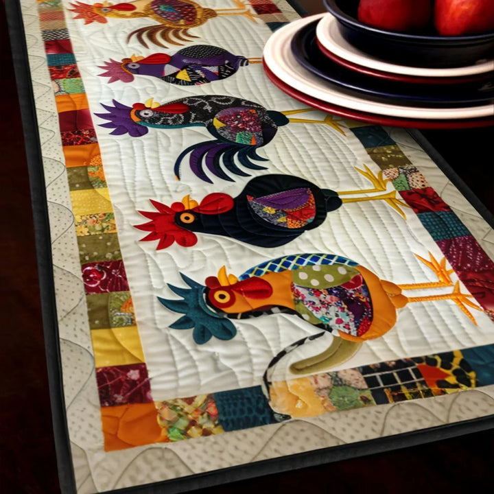 Polstrovaný ubrus s motivem kohoutího průvodu