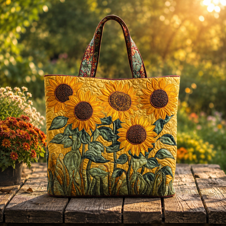 Sunflower Quilted Tote Bag