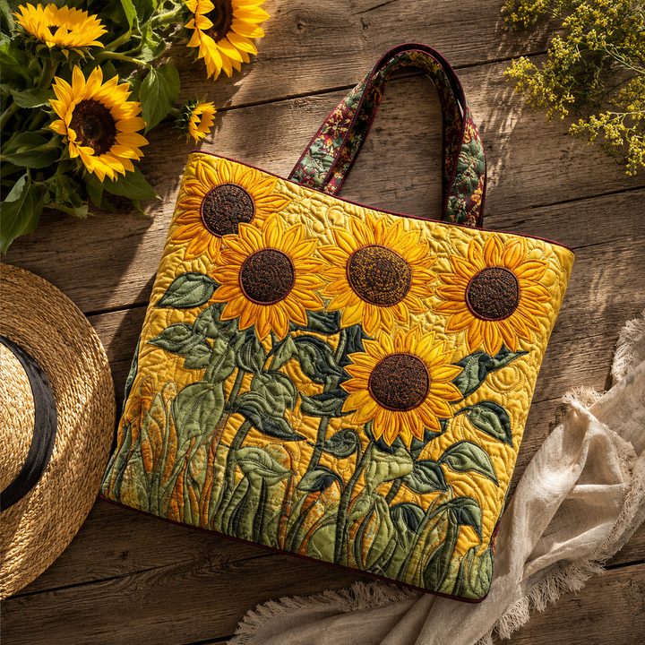 Sunflower Quilted Tote Bag