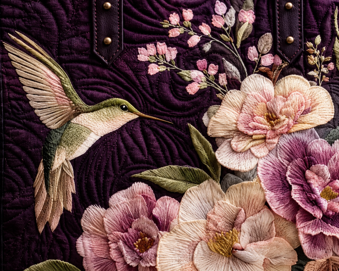 Feathered Tote Bag – Hummingbirds & Orchids