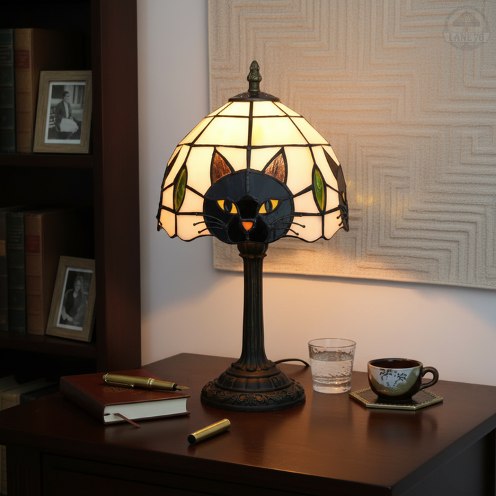 Černá kočka | Stolní lampa ve stylu Tiffany