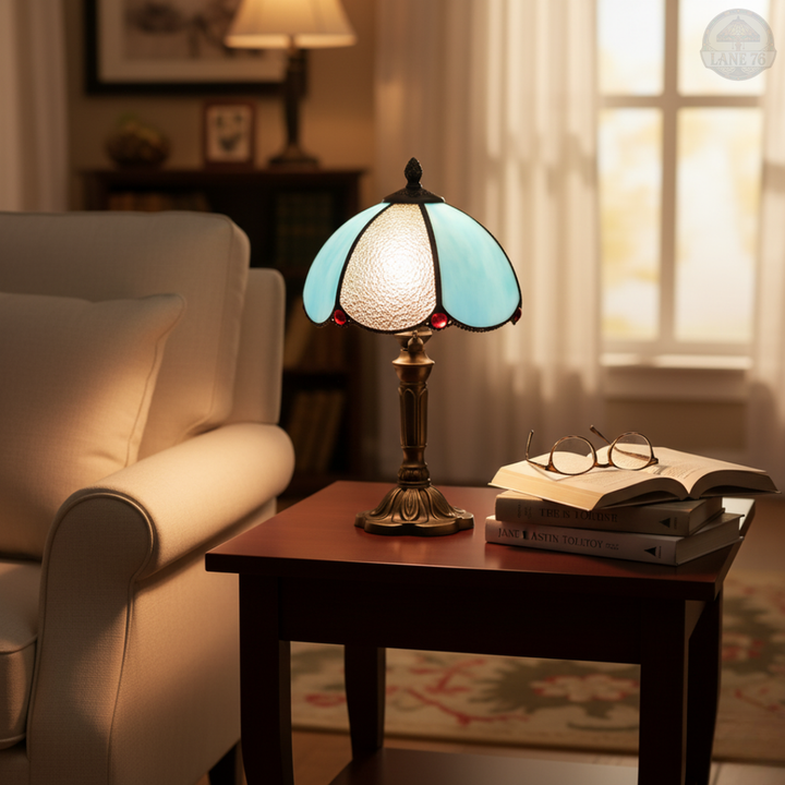 Modrý motýl | Stolní lampa ve stylu Tiffany