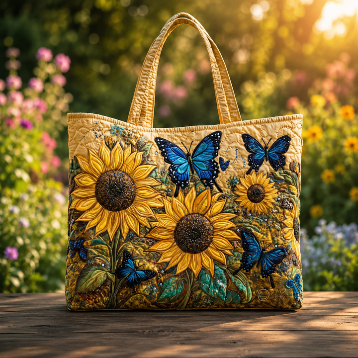 Sunflower & Blue Butterfly Tote Bag
