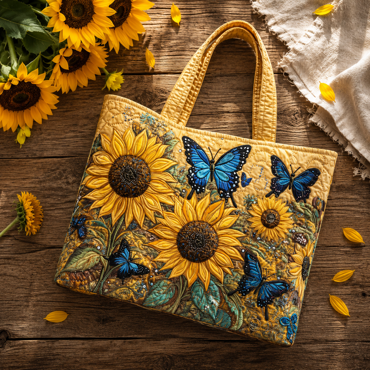 Sunflower & Blue Butterfly Tote Bag