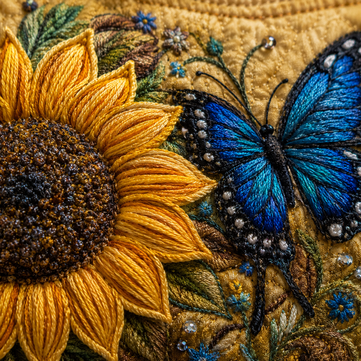 Sunflower & Blue Butterfly Tote Bag