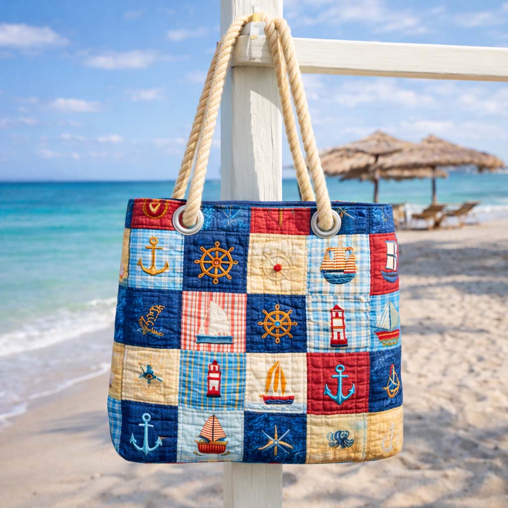 Ručně Šitá Plážová Taška | Námořnický Patchwork