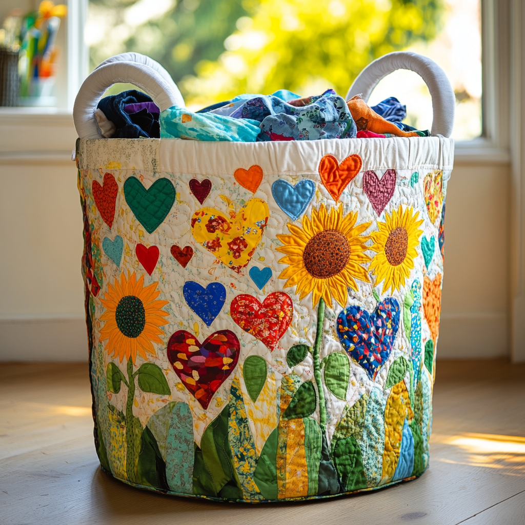 Proutěný koš na prádlo ve tvaru srdce - Země lásky