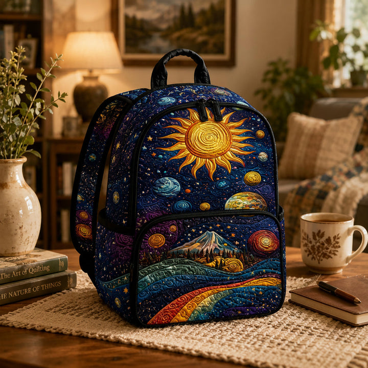 Celestial Sun & Mountain Quilted Backpack LV07
