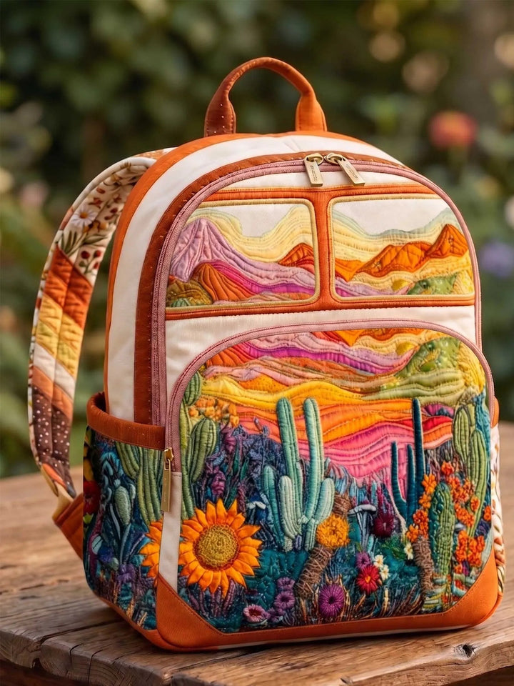 Desert Cactus Quilted Backpack QV02