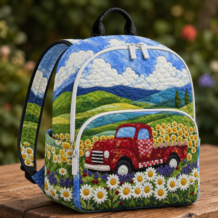 Vintage Red Truck Quilted Backpack TG08