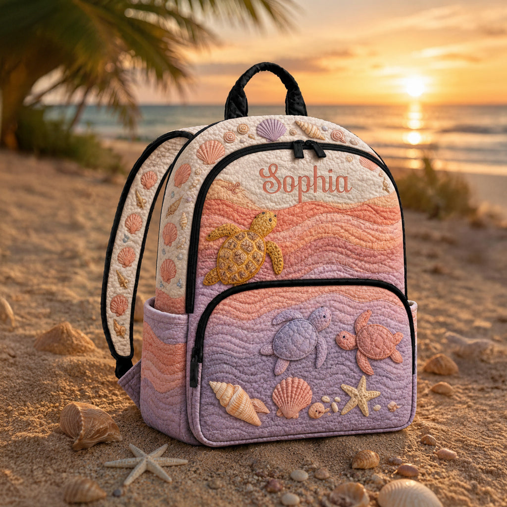 Ocean Sea Turtle Personalized Quilted Backpack TP02