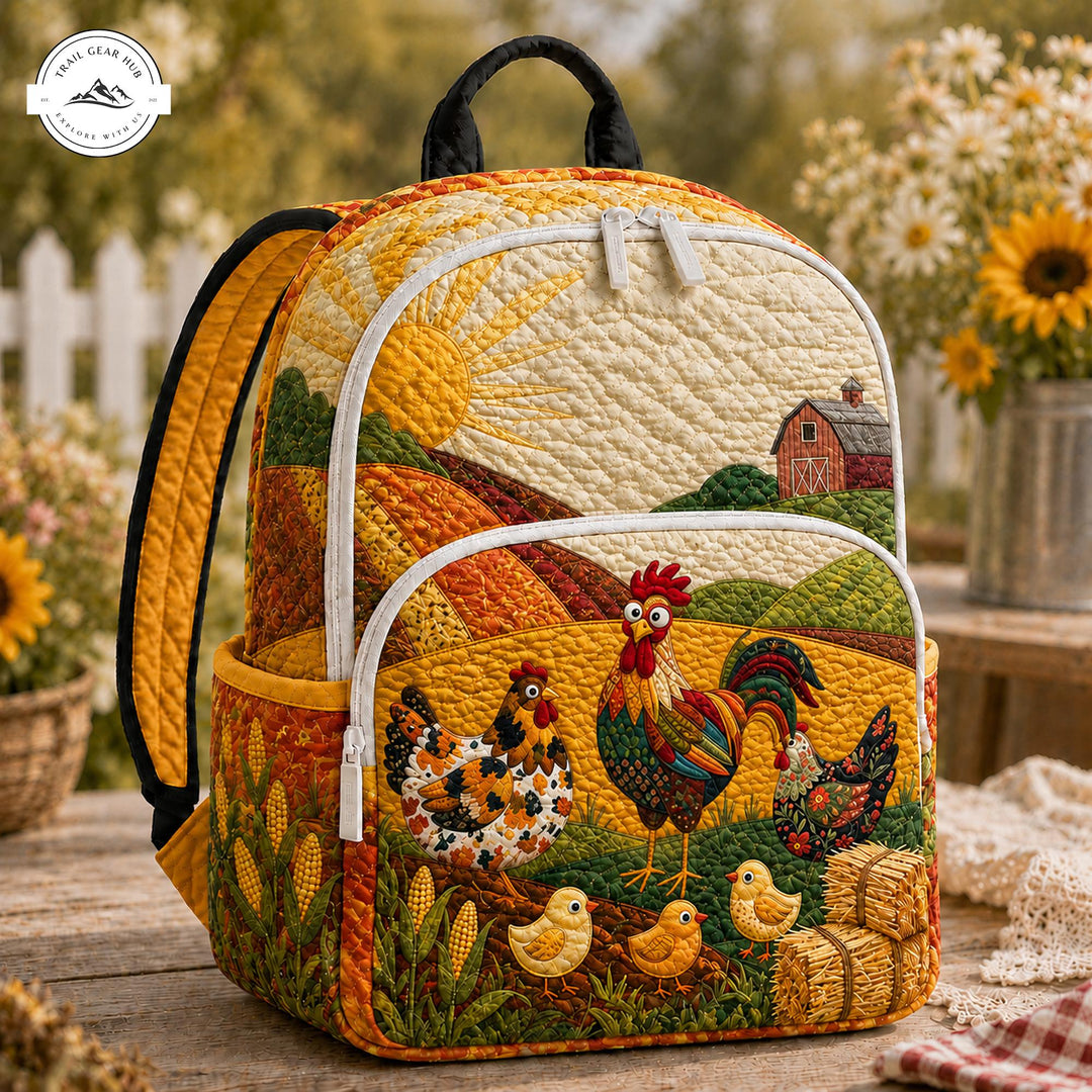 Country Chickens & Barn Quilted Backpack TP13